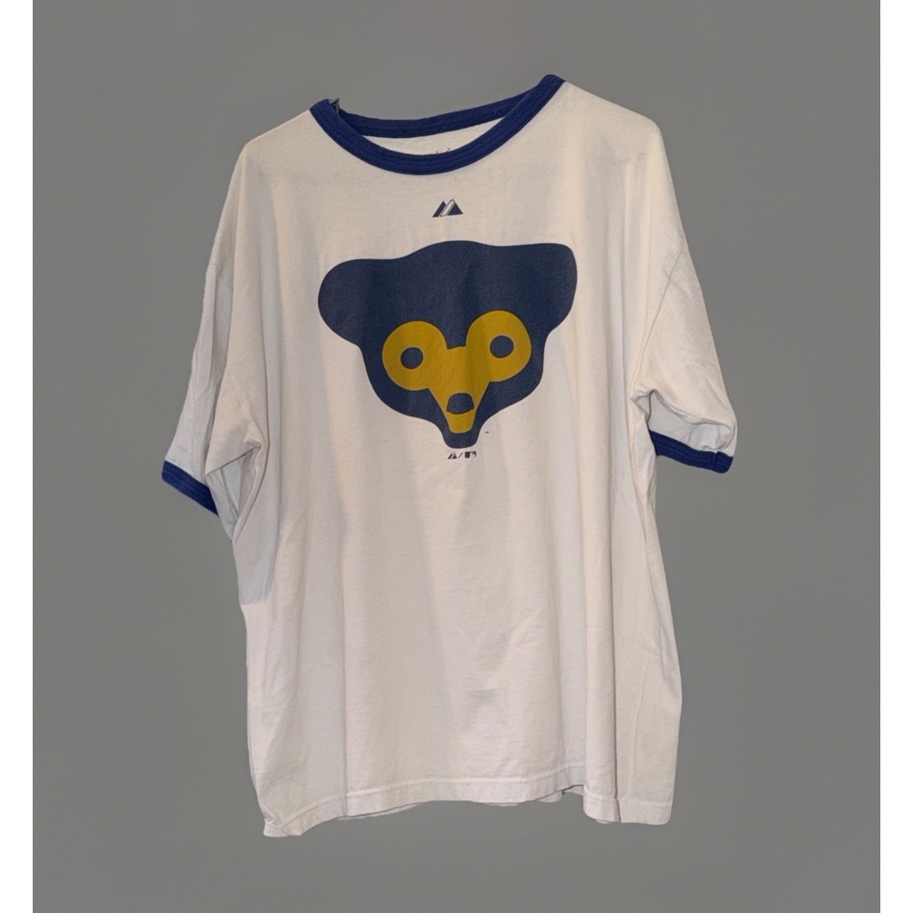 Vtg Majestic Chicago Cubs White Blue Classic Cubbie MLB Baseball T Shirt  Sz XL